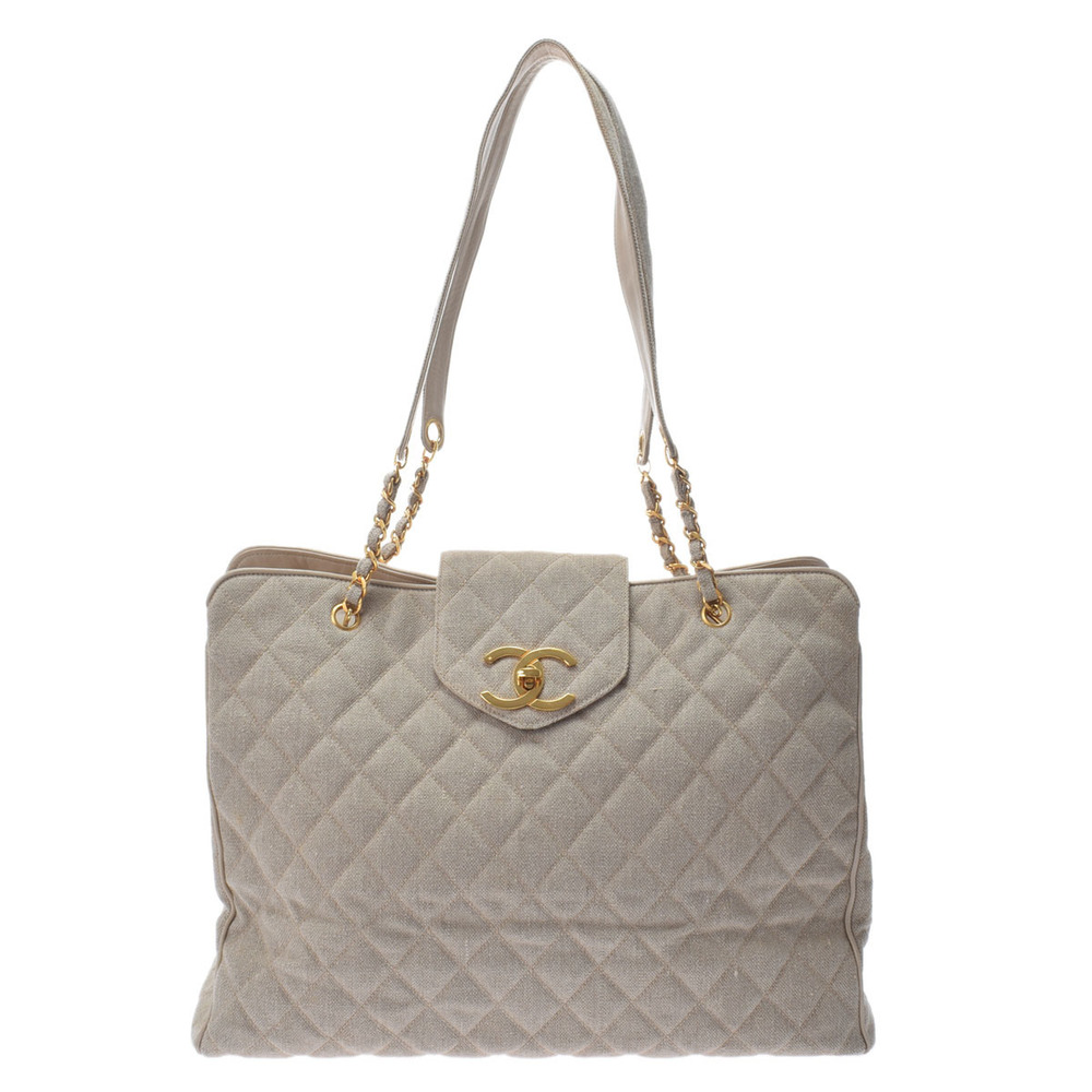 Chanel Super Model Bag Chain Beige/Gold Hardware Cotton Shoulder Bag